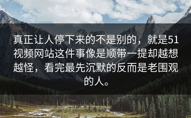 真正让人停下来的不是别的，就是51视频网站这件事像是顺带一提却越想越怪，看完最先沉默的反而是老围观的人。