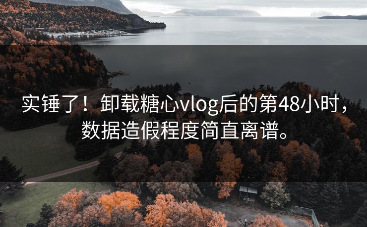 实锤了！卸载糖心vlog后的第48小时，数据造假程度简直离谱。