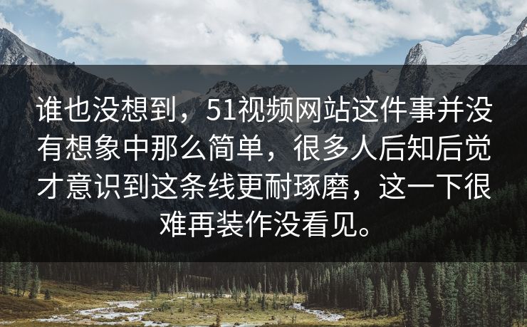 谁也没想到，51视频网站这件事并没有想象中那么简单，很多人后知后觉才意识到这条线更耐琢磨，这一下很难再装作没看见。