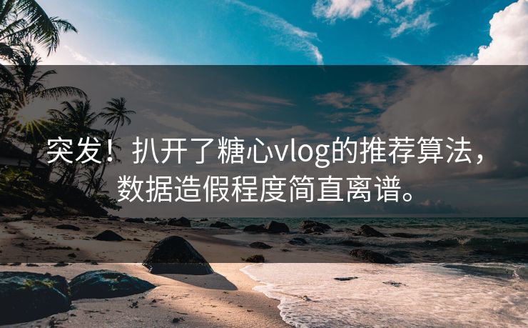 突发！扒开了糖心vlog的推荐算法，数据造假程度简直离谱。