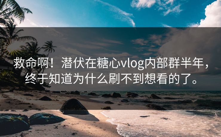 救命啊！潜伏在糖心vlog内部群半年，终于知道为什么刷不到想看的了。